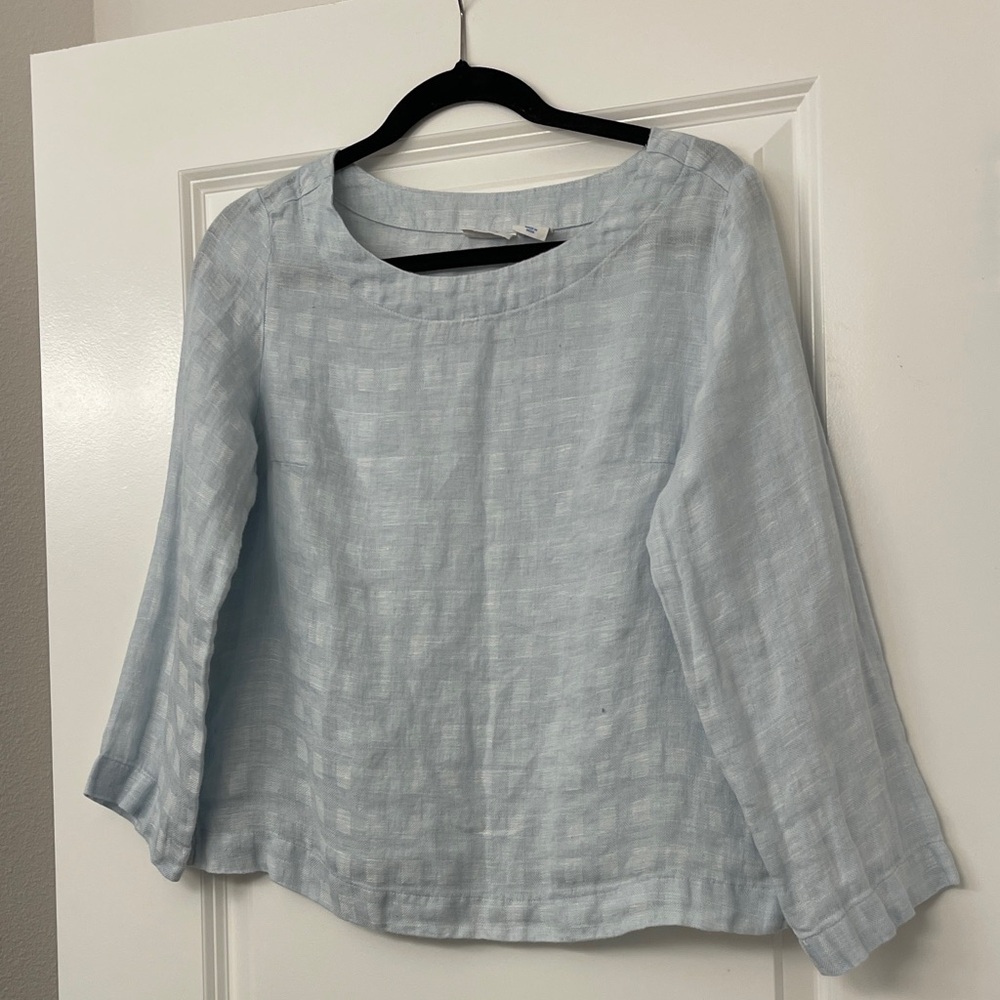 Sigrid Olsen Linen Soft Blue Women's Blouse
